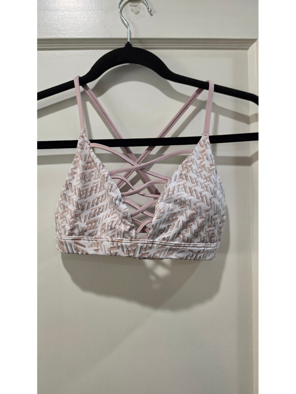 Victoria's Secret Pink and Beige Crisscross Strappy Sports Bra
